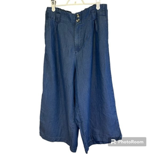 LIQUIDX Blue 100% Lyocell‎ Wide Legged Crop Pants (M)